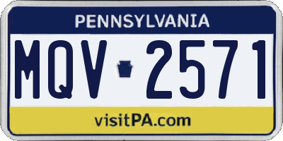 PA license plate MQV2571