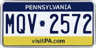 PA license plate MQV2572