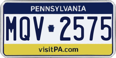 PA license plate MQV2575