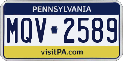 PA license plate MQV2589