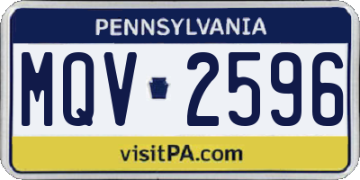 PA license plate MQV2596