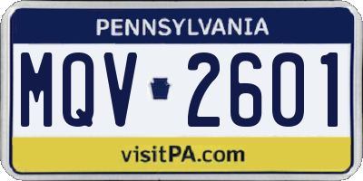 PA license plate MQV2601