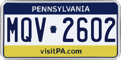 PA license plate MQV2602