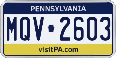 PA license plate MQV2603
