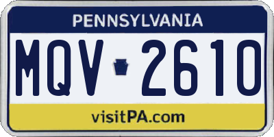 PA license plate MQV2610
