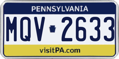 PA license plate MQV2633