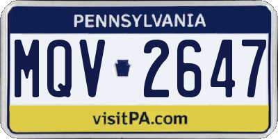 PA license plate MQV2647
