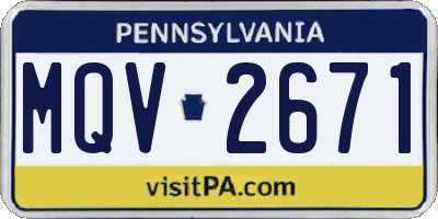 PA license plate MQV2671