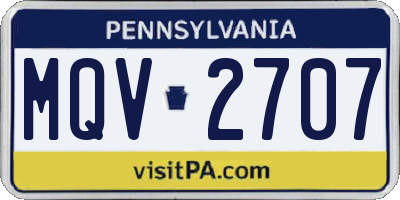 PA license plate MQV2707