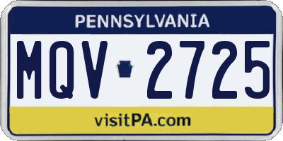 PA license plate MQV2725