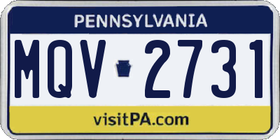 PA license plate MQV2731
