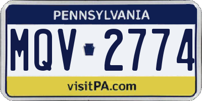 PA license plate MQV2774