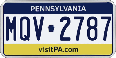 PA license plate MQV2787