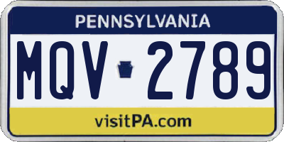 PA license plate MQV2789