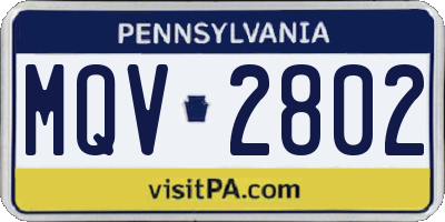 PA license plate MQV2802