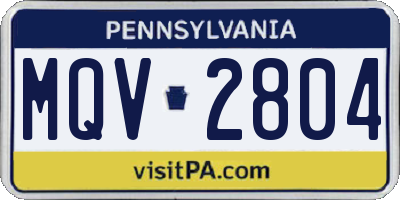 PA license plate MQV2804