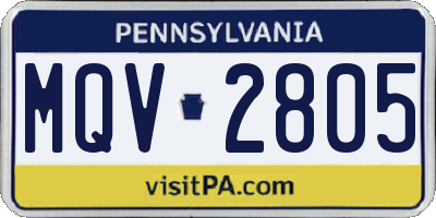 PA license plate MQV2805