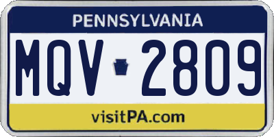 PA license plate MQV2809