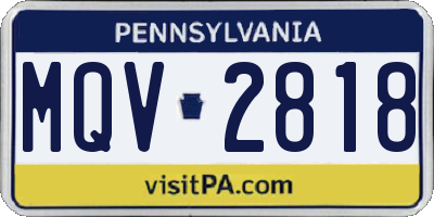 PA license plate MQV2818
