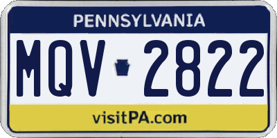 PA license plate MQV2822
