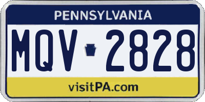 PA license plate MQV2828