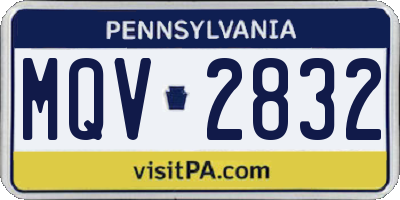 PA license plate MQV2832