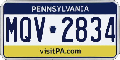 PA license plate MQV2834