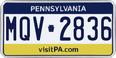 PA license plate MQV2836