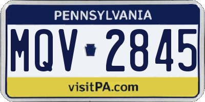 PA license plate MQV2845