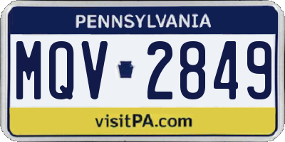 PA license plate MQV2849