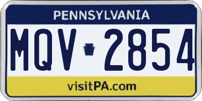 PA license plate MQV2854
