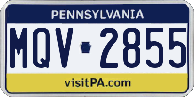 PA license plate MQV2855
