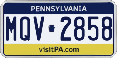 PA license plate MQV2858