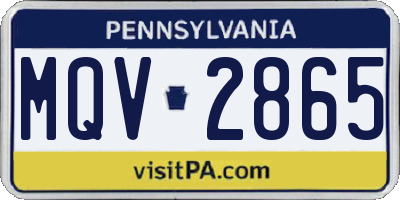 PA license plate MQV2865