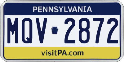PA license plate MQV2872