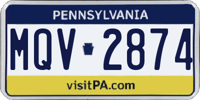 PA license plate MQV2874