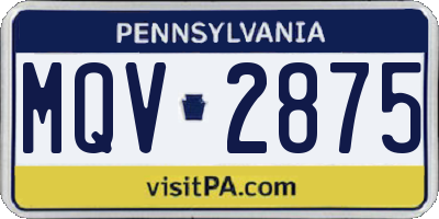 PA license plate MQV2875