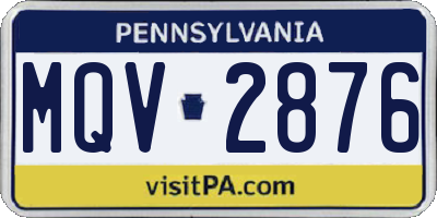 PA license plate MQV2876