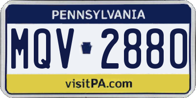 PA license plate MQV2880