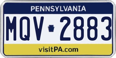 PA license plate MQV2883