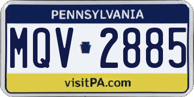PA license plate MQV2885