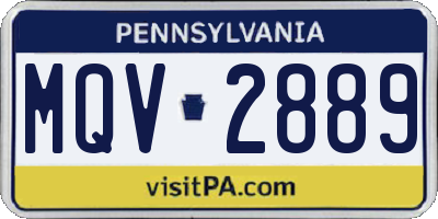 PA license plate MQV2889