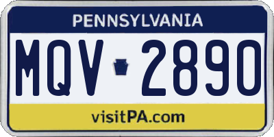 PA license plate MQV2890