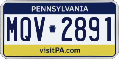 PA license plate MQV2891