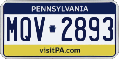 PA license plate MQV2893