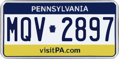 PA license plate MQV2897