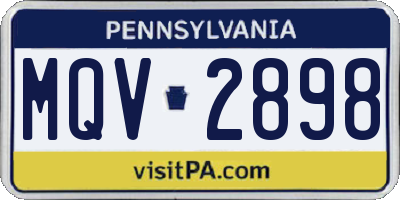 PA license plate MQV2898