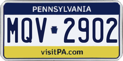 PA license plate MQV2902