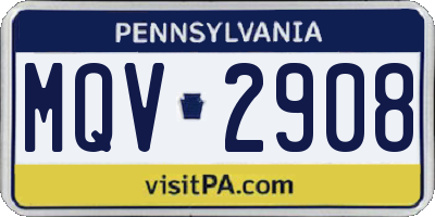 PA license plate MQV2908