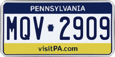 PA license plate MQV2909